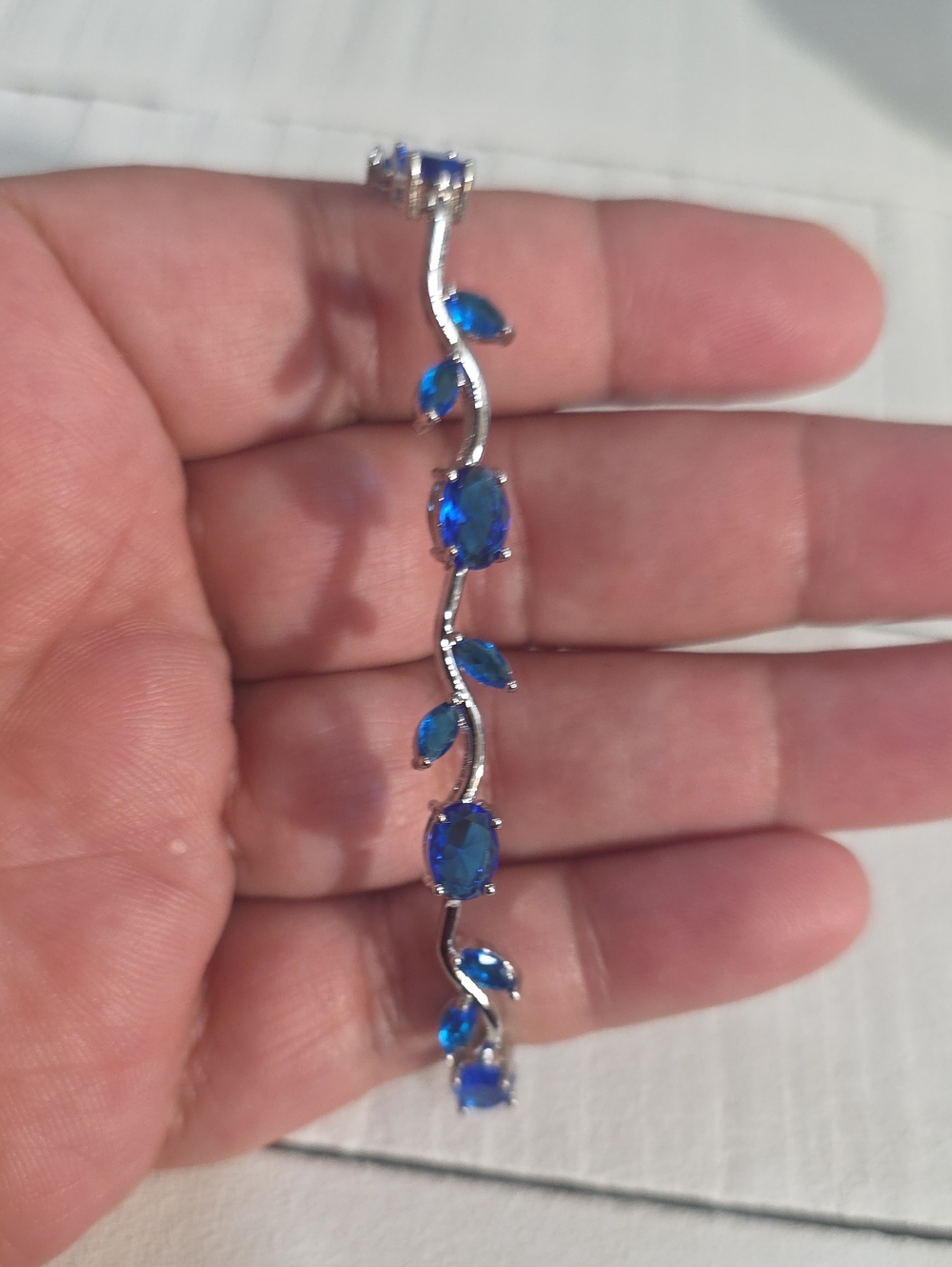 18k Brass Plated Waterproof Elegant Blue Crystal Vine Bracelet - Unbranded
